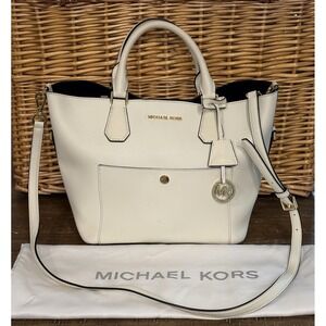 MICHAEL KORS Saffiano Leather Crossbody Optic White Double Handle w/Dust Cover